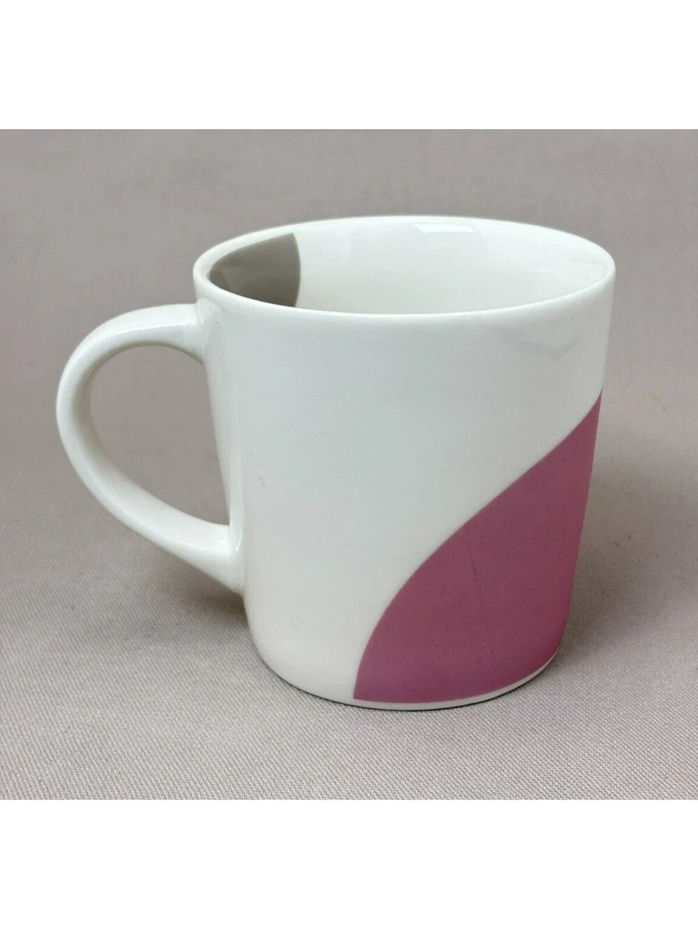 Vintage 2005 Starbucks Coffee Mug Pink Gray Abstract Color Block Ceramic 4